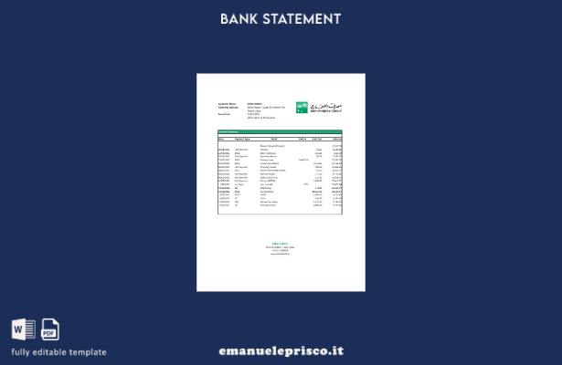 modello Excel di estratto conto bancario Libia Sahara in stile verificato